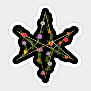 Hexagram - Flowers Sticker